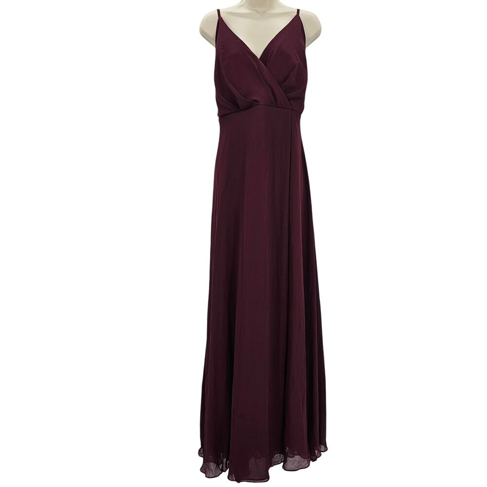 Birdy Grey Womans size 2X Kaia Chiffon Formal Maxi Dress Gown Cabernet NEW